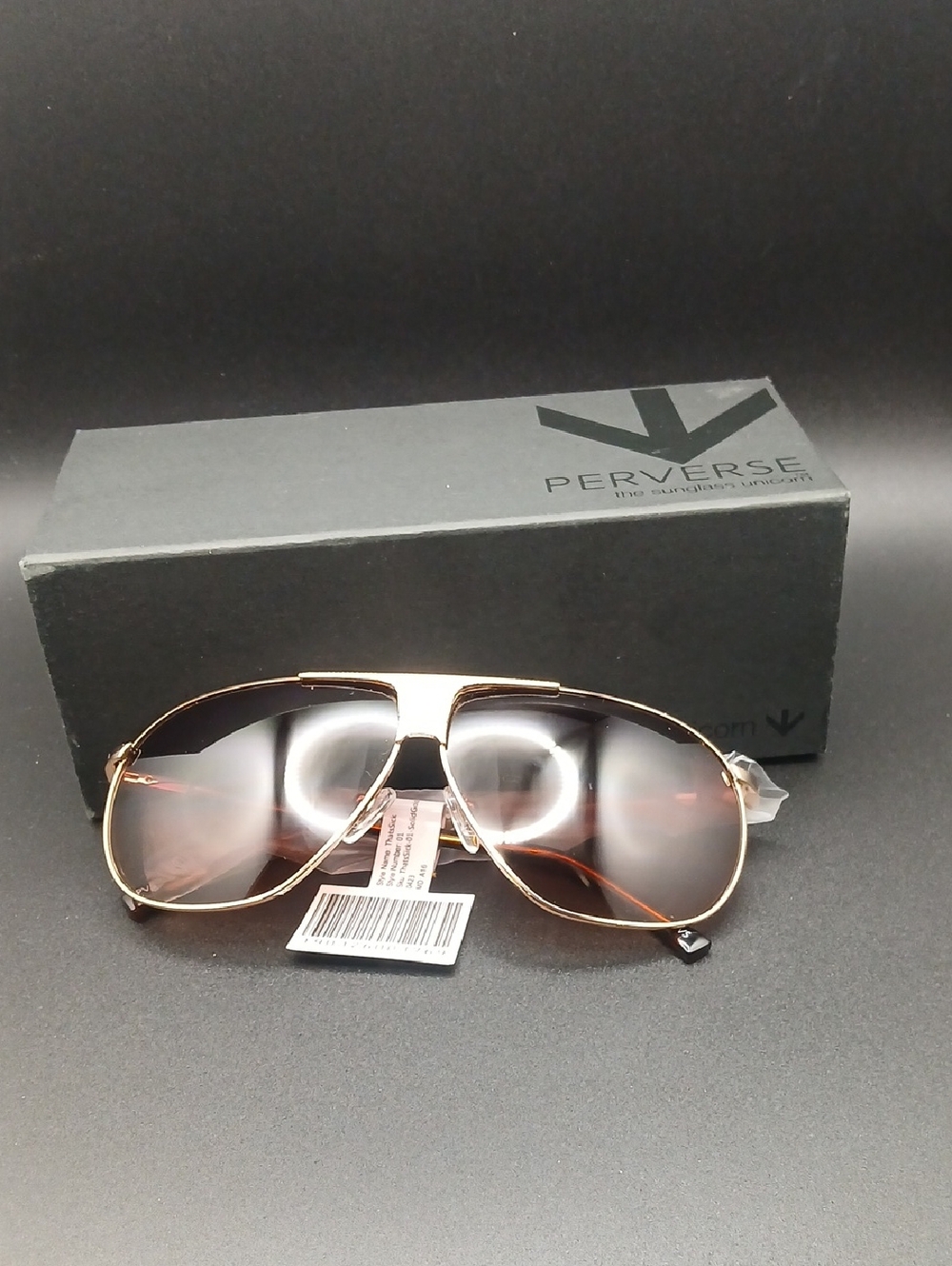 PERVERSE Aviator Sunglasses - Rose Gold Frame with Gradient Brown Lenses NIB